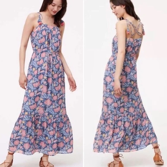 Loft Wildflower Peasant maxi‎ dress Size Medium - Picture 8 of 8